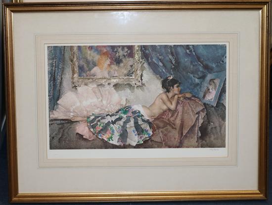 Sir William Russell Flint print (1880-1969) The Looking Glass(-)